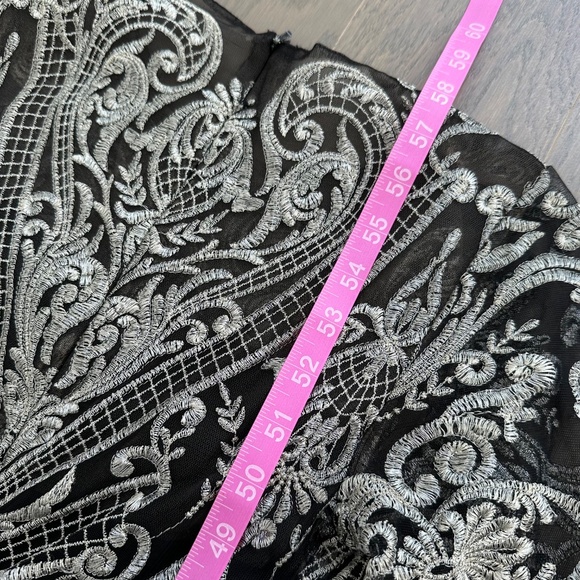 Marchesa Notte Moises Embroidered Gown Maxi Dress Gold Back Lace - Size 2 - Picture 13 of 14